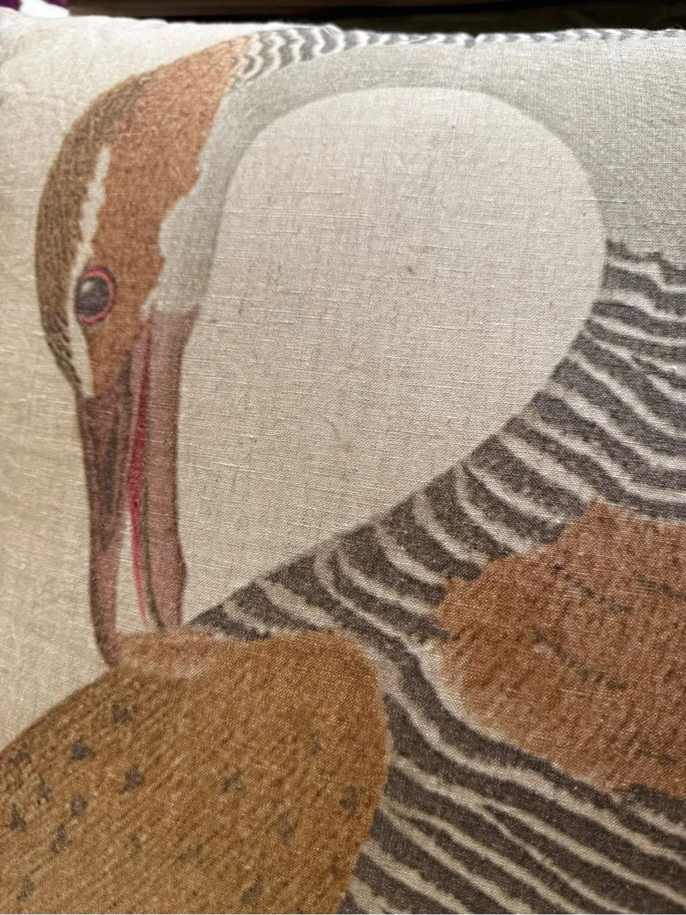 Decorative Bird Print Throw Pillow in Tan, Brown, Black New Creative Co op